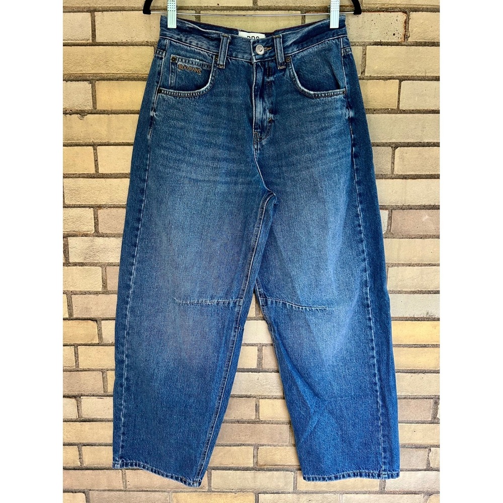 BDG Urban Outfitters High Rise Cinch Back Wide Barrel Leg Jeans Medium Wash 29W